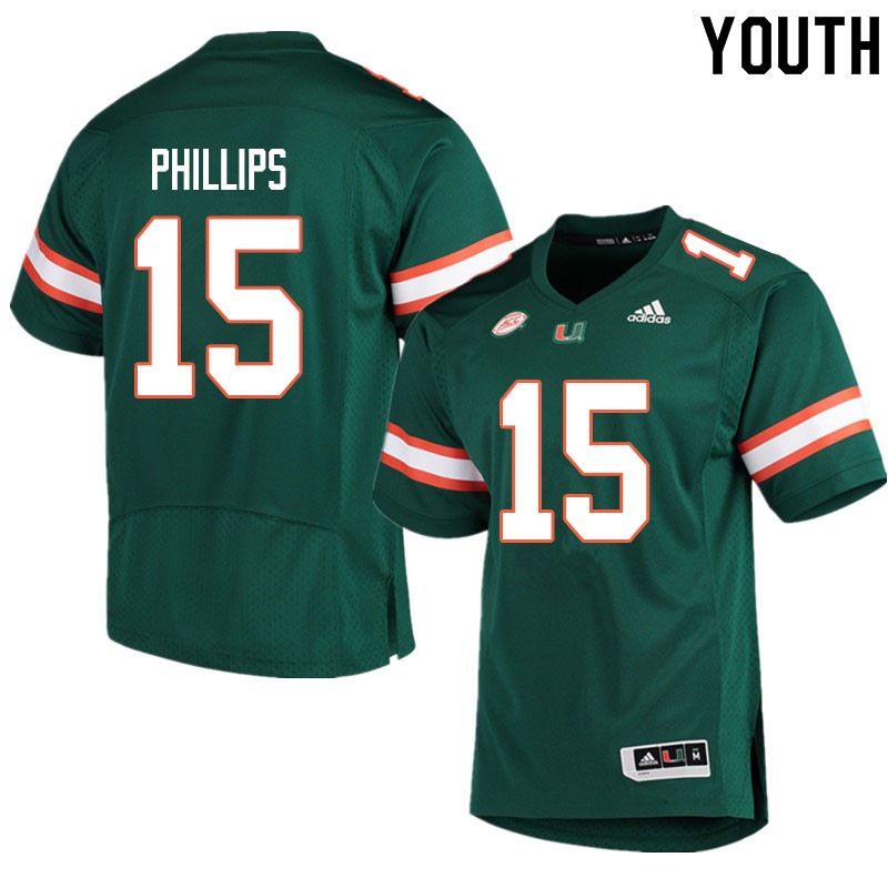 Youth #15 Jaelan Phillips Miami Hurricanes College Football Jerseys Sale-Green - Click Image to Close